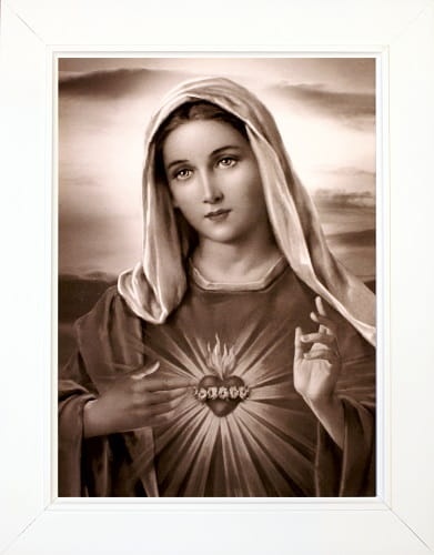 Obraz Serce Maryi - biała rama