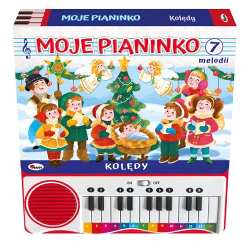 Okladka-3D-ksiazki-z-panelem-dzwiekowym-pt.-Moje-pianinko.-Koledy-przedstawiajaca-choinke,-kolednikow-oraz-Jezuska-z-zlobku.webp